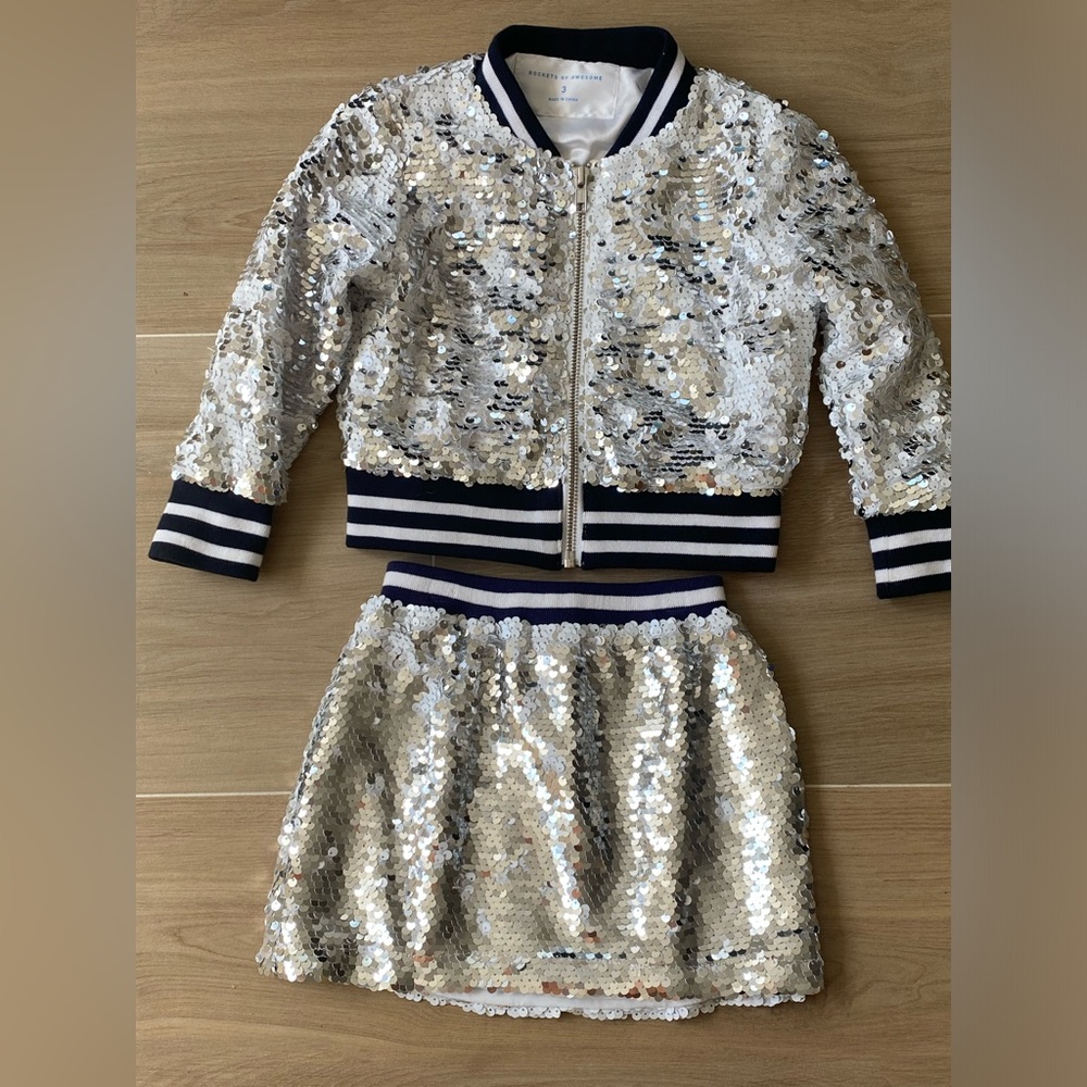 Rockets of Awesome sequin bomber and skirt set
